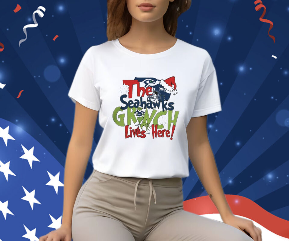 The Seahawks Grinch Lives Here Christmas TShirts