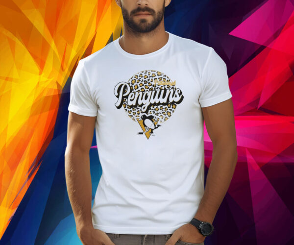 Pittsburgh Penguins Personalized Name & Number Leopard Print Logo Shirt