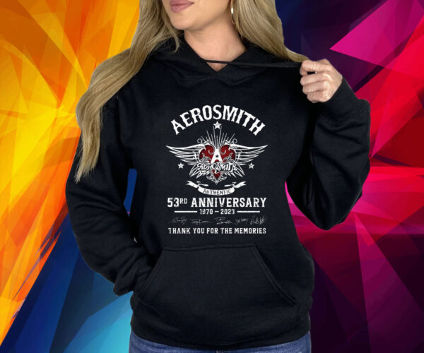 Aerosmith authentic 53rd anniversary 1970-2023 thank you for the memories signatures Shirt