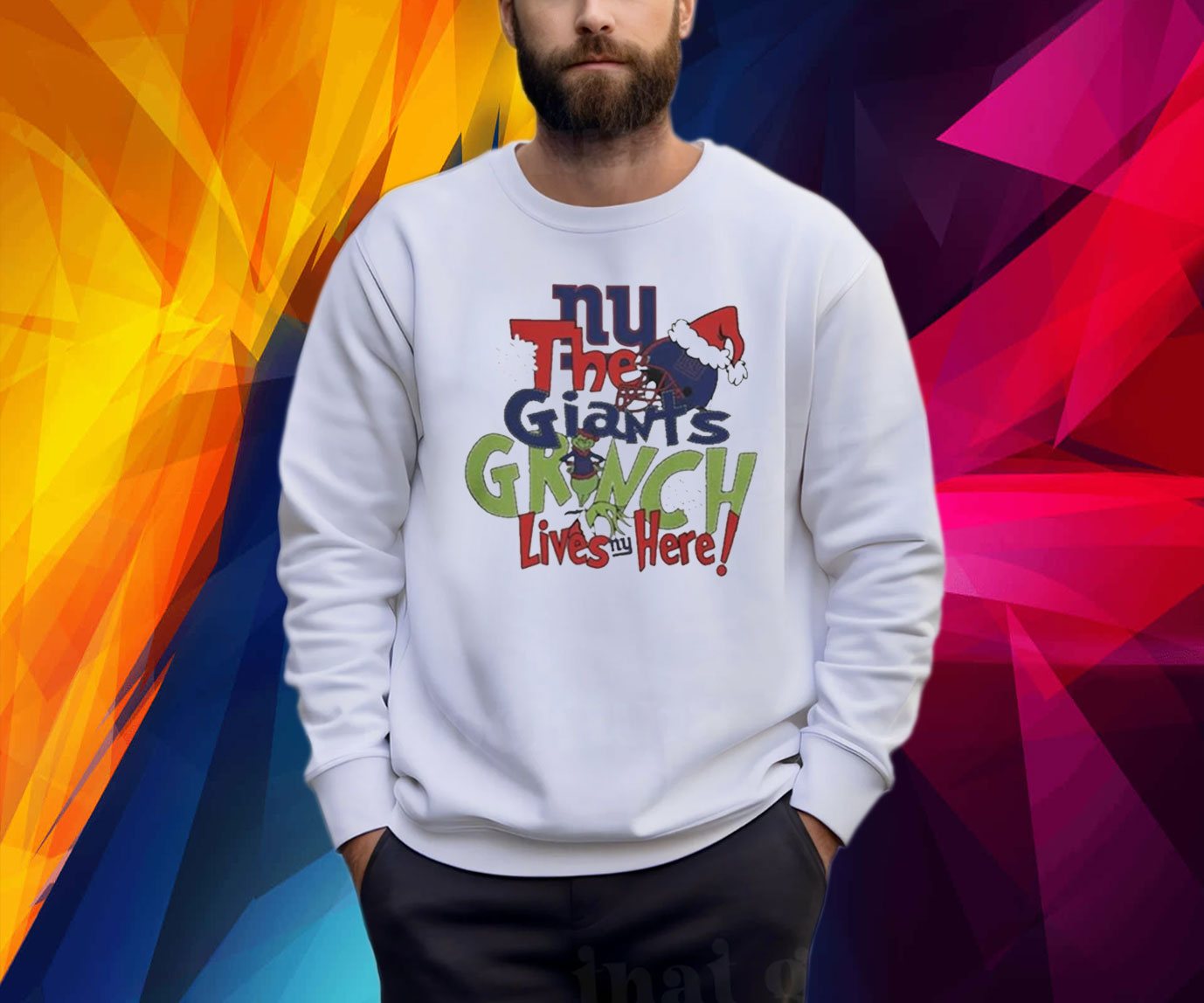 The New York Giants x Grinch Lives Here Christmas Shirt