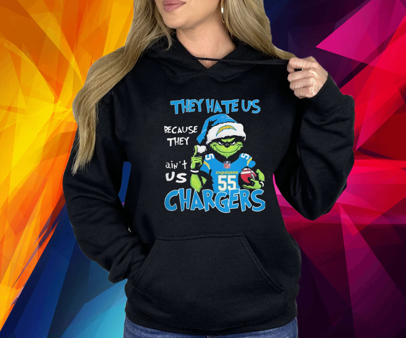 They Hate Us Because Ain’t Us Grinch Los Angeles Chargers Christmas Shirt