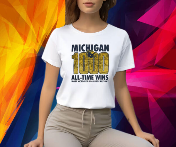 Michigan Wolverines Yellow 1000 All Time Wins Shirt