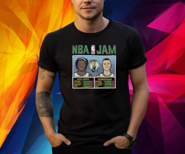 Nba Jam Celtics Holiday And Porzingis Shirts
