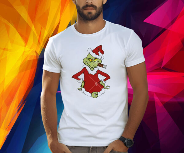 Santa Grinch Smoking A Cigar Merry Christmas Shirts