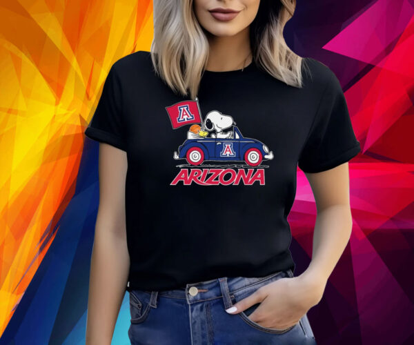 Arizona wildcats basketball Snoopy dog driving car Shirt