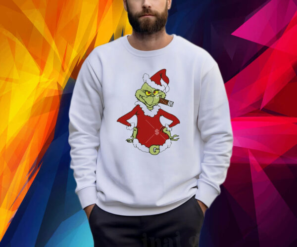 Santa Grinch Smoking A Cigar Merry Christmas Shirts