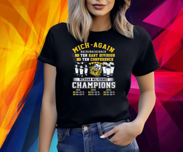 Mich-Again Back To Back To Back Big Ten East Division Michigan Wolverines Shirt