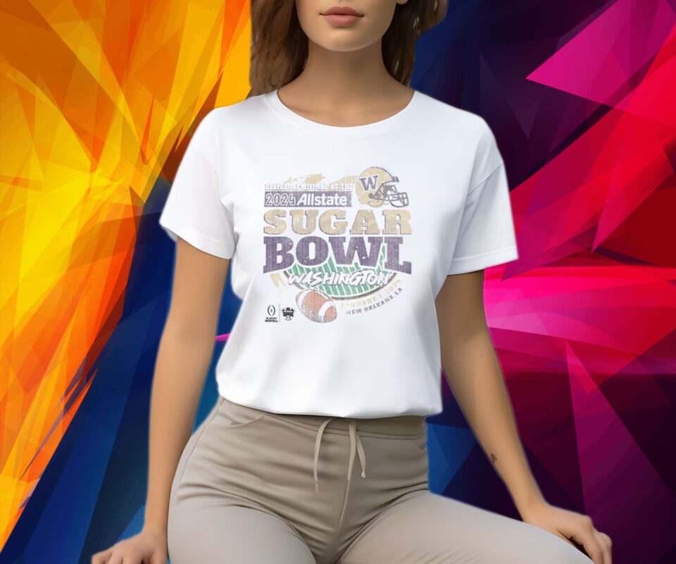 WASHINGTON HUSKIES 2024 CFP SUGAR BOWL OFF WHITE SCRUM SHIRT