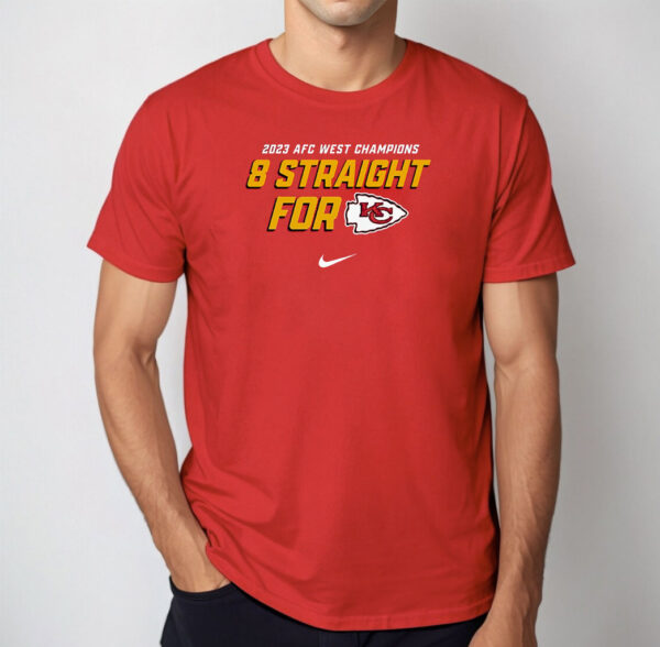 Kansas City Chiefs Afc West Division Champions 8 Straight For T-Shirt
