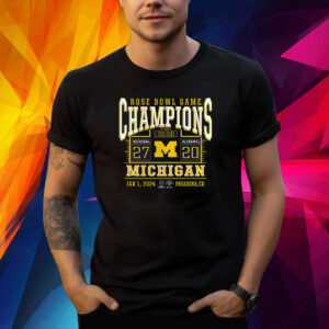 Michigan Wolverines College Football Playoff 2024 Rose Bowl Champions Score Shirt