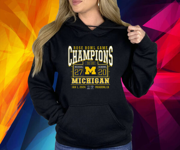 Michigan Wolverines College Football Playoff 2024 Rose Bowl Champions Score Shirt
