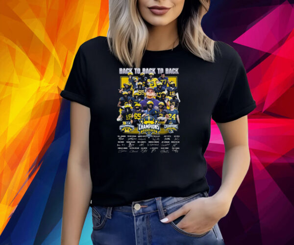 Michigan Wolverines Back To Back To Back 2023 Rose Bowl Football Champions Signature Shirt