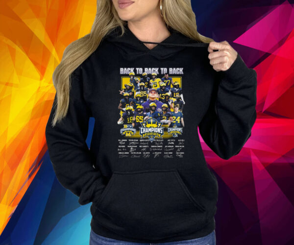 Michigan Wolverines Back To Back To Back 2023 Rose Bowl Football Champions Signature Shirt