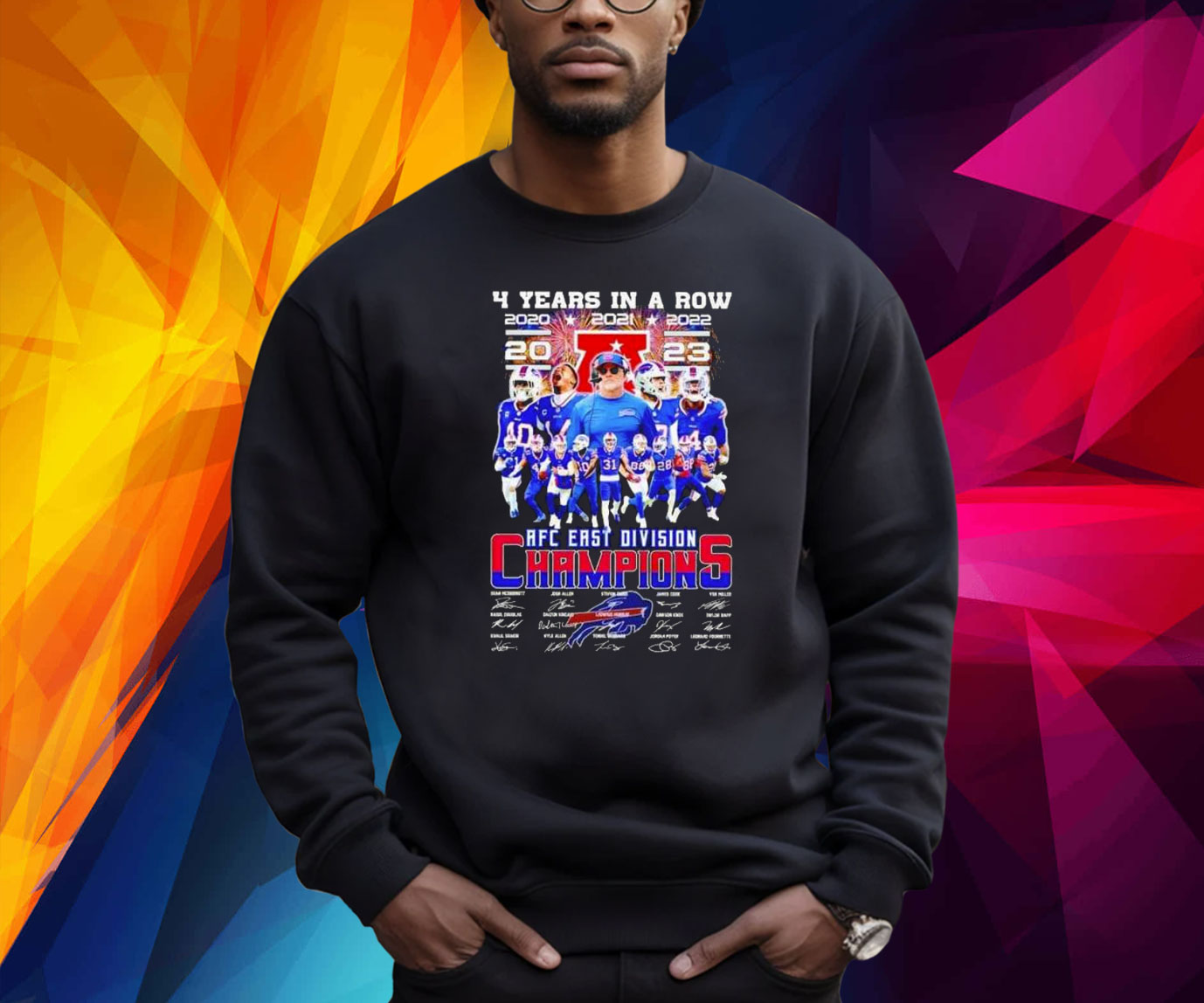 Bills 4 Years In A Row 2023 AFC East Division Champions Signatures Shirt