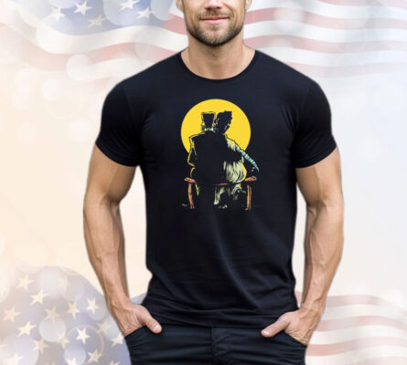 Frankenstein Monster and Bride Gazing at the Moon T-Shirt