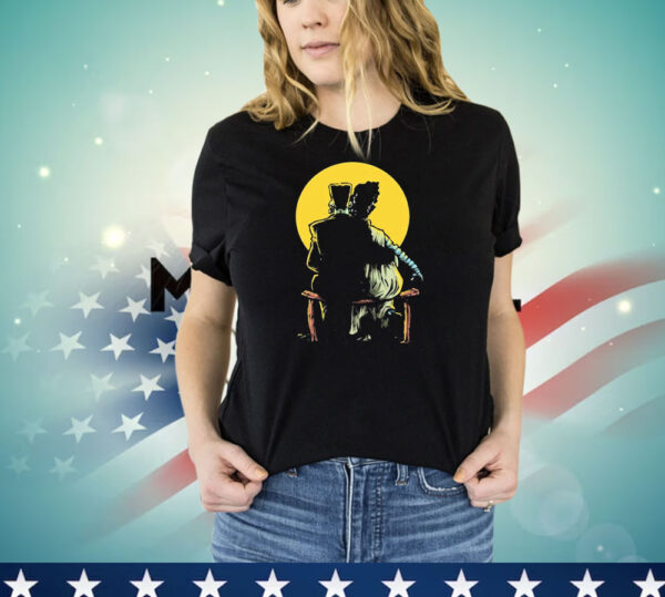 Frankenstein Monster and Bride Gazing at the Moon T-Shirt
