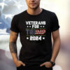 Dad Grandpa Veterans For Trump 2024 American Flag Camo T-Shirt