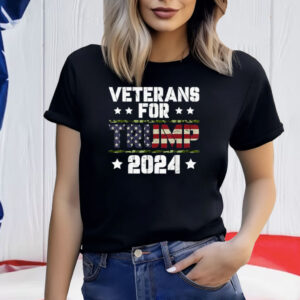 Dad Grandpa Veterans For Trump 2024 American Flag Camo T-Shirt