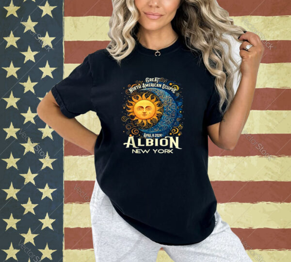 Albion New York 2024 Total Solar Eclipse Celestial Souvenir T-Shirt