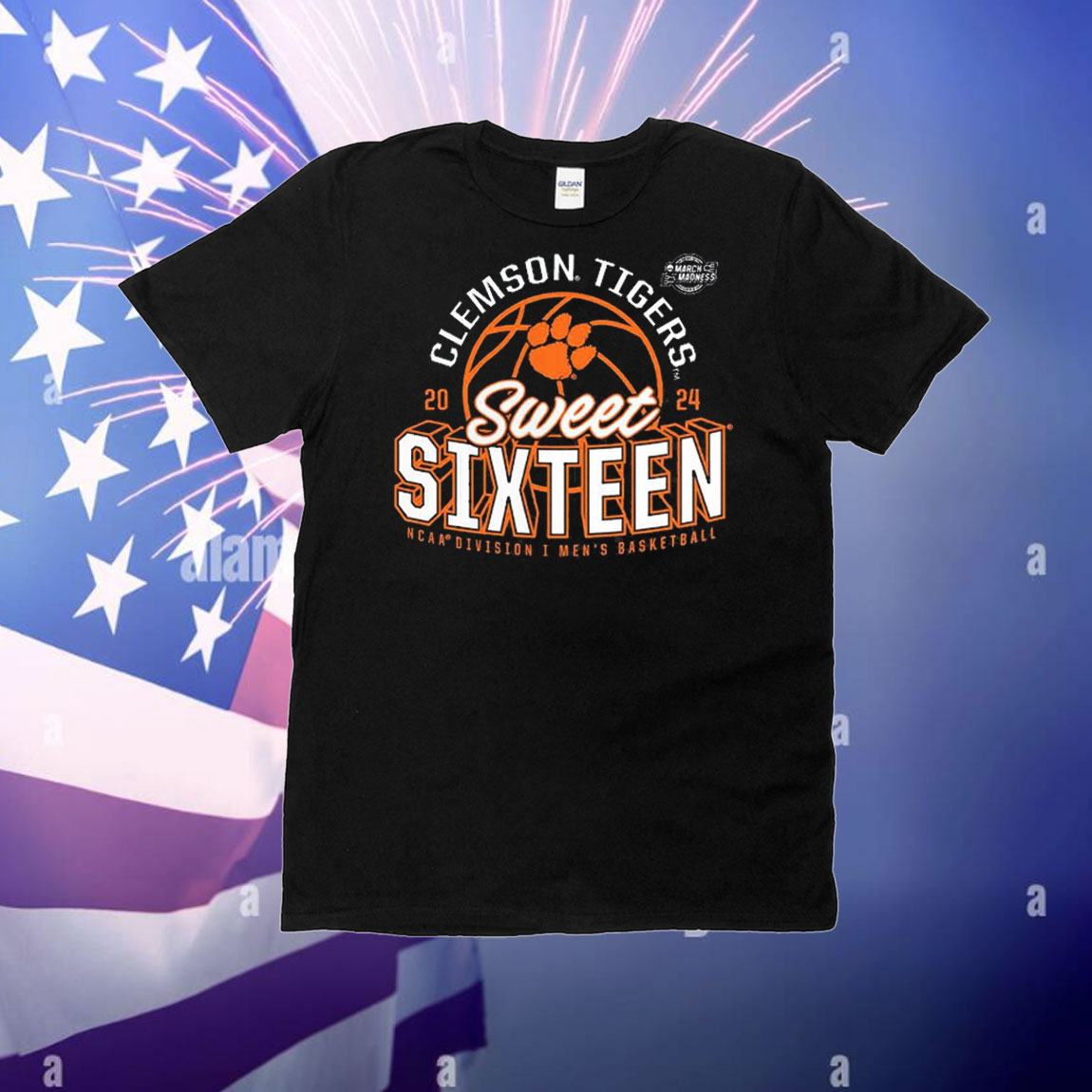 Clemson Tigers 2024 Ncaa Tournament March Madness Sweet Sixteen Defensive Stance t-shirt