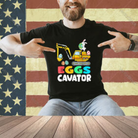 Eggs Cavator Easter Bunny Excavator Toddler Boys Easter Kids T-Shirt