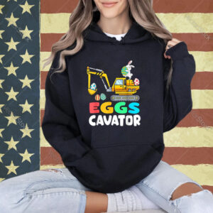 Eggs Cavator Easter Bunny Excavator Toddler Boys Easter Kids T-Shirt