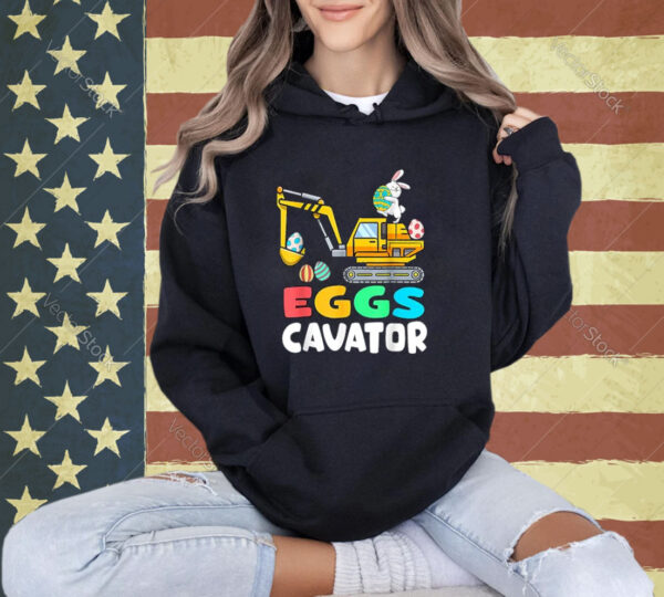 Eggs Cavator Easter Bunny Excavator Toddler Boys Easter Kids T-Shirt