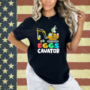 Eggs Cavator Easter Bunny Excavator Toddler Boys Easter Kids T-Shirt