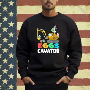 Eggs Cavator Easter Bunny Excavator Toddler Boys Easter Kids T-Shirt