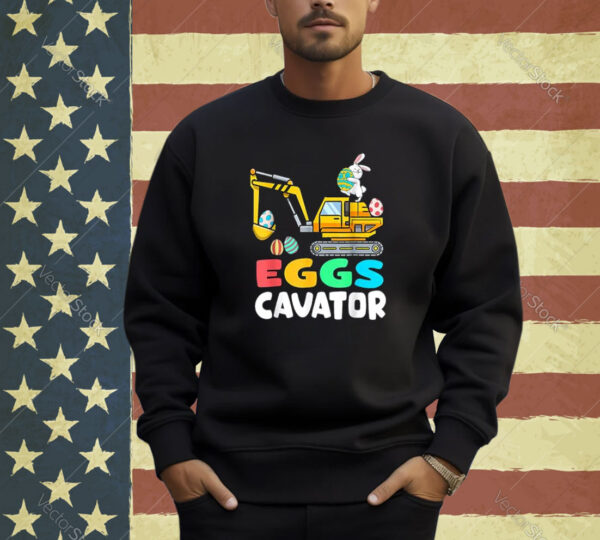 Eggs Cavator Easter Bunny Excavator Toddler Boys Easter Kids T-Shirt