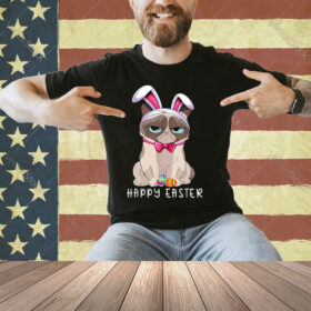 Happy Easter Bunny Funny Pajama Dress Cat Grumpy Rabbit Ears T-Shirt
