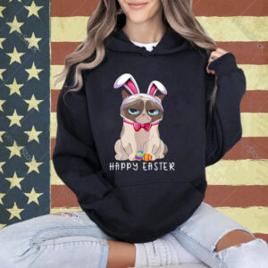 Happy Easter Bunny Funny Pajama Dress Cat Grumpy Rabbit Ears T-Shirt