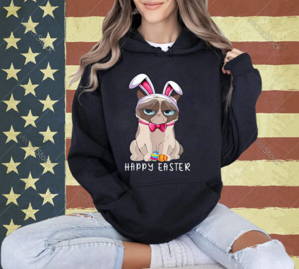 Happy Easter Bunny Funny Pajama Dress Cat Grumpy Rabbit Ears T-Shirt