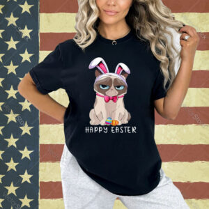 Happy Easter Bunny Funny Pajama Dress Cat Grumpy Rabbit Ears T-Shirt