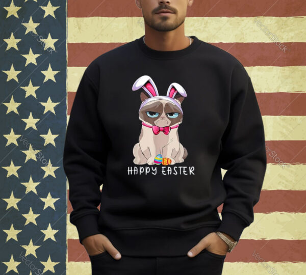 Happy Easter Bunny Funny Pajama Dress Cat Grumpy Rabbit Ears T-Shirt