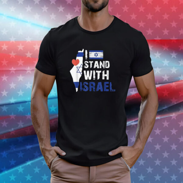 I Stand With Israel Patriotic T shirt USA and Israel Flag T-Shirt