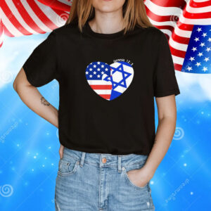 USA Flag Israeli Flag Hearts Genesis 12:3 Stand With Israel T-Shirt