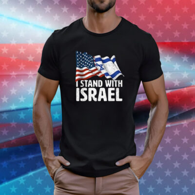 I Stand With Israel USA American Flag w/ Israel Flag Tee Premium T-Shirt