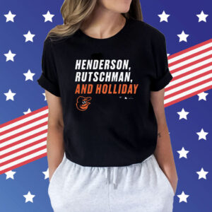 Adley Rutschman, Gunnar Henderson, and Jackson Holliday Baltimore Orioles Stacked Names t-shirt