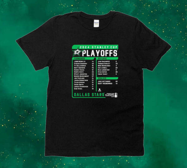 Official Dallas Stars Fanatics 2024 Playoff Roster Name Player Tee shirt