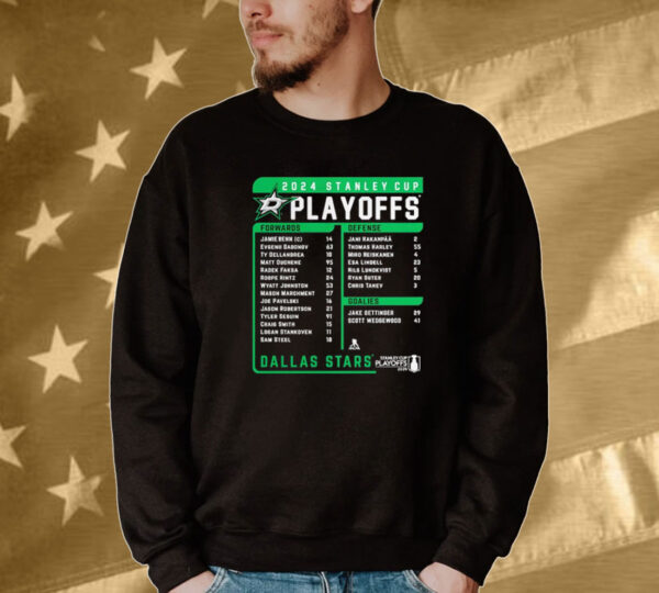 Official Dallas Stars Fanatics 2024 Playoff Roster Name Player Tee shirt