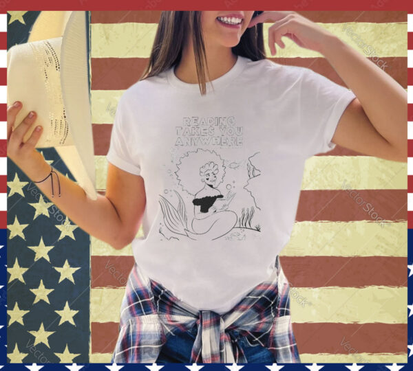 Official Reading Takes You Anywhere @devthepineapple Mermaid Reading Book shirt