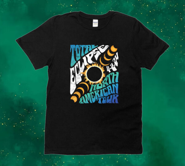 Total Eclipse 2024 Retro Groovy North American Tour Concert Png, Total Solar Eclipse 2024 Png, April 8 2024, Path of Totality Tee Png Tee shirt
