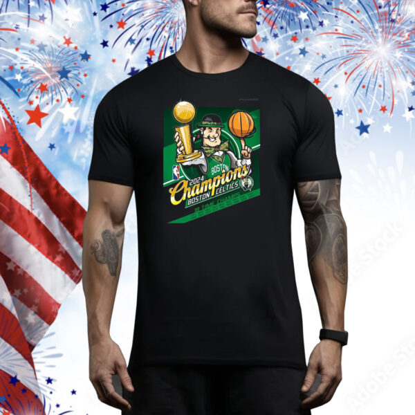 Official 2024 Boston Celtics Mascot 18-Time NBA Finals Champions Tee Shirt