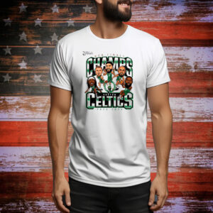 Official Boston Celtics 2023-2024 NBA Finals Champions Pull Up Jumper Caricature Tee Shirt