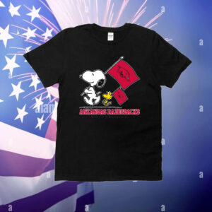 Snoopy Arkansas Razorbacks Road To Oklahoma City flag T-Shirt