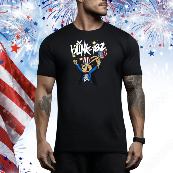 Official Blink-182 Happy 4th of July American Flag Tee Shirt