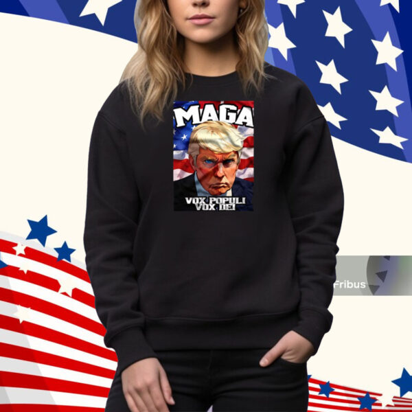 Seaofmud Trump Maga Mug Shot Vox Populi Vox Dei Tee Shirt