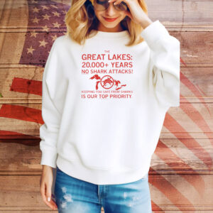 The Great Lakes: 20,000+ Years with No Shark Attack! Keeping you safe from sharks is our top priority Tee Shirt