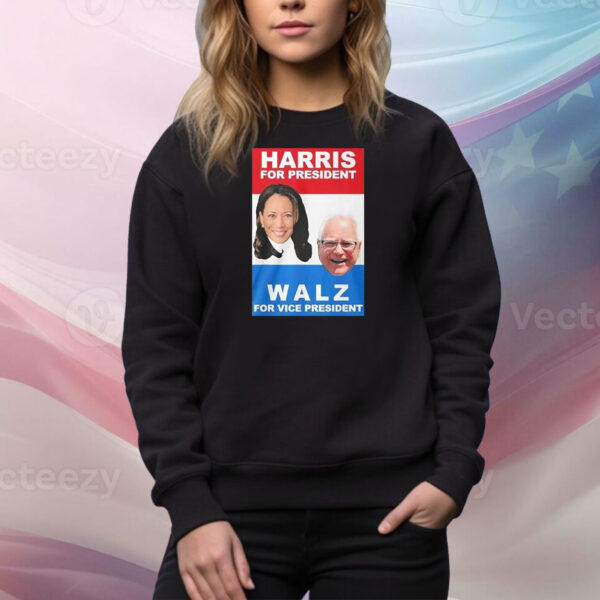 Official Harris For President Walz For Vice President Poster 2024 Tee Shirt